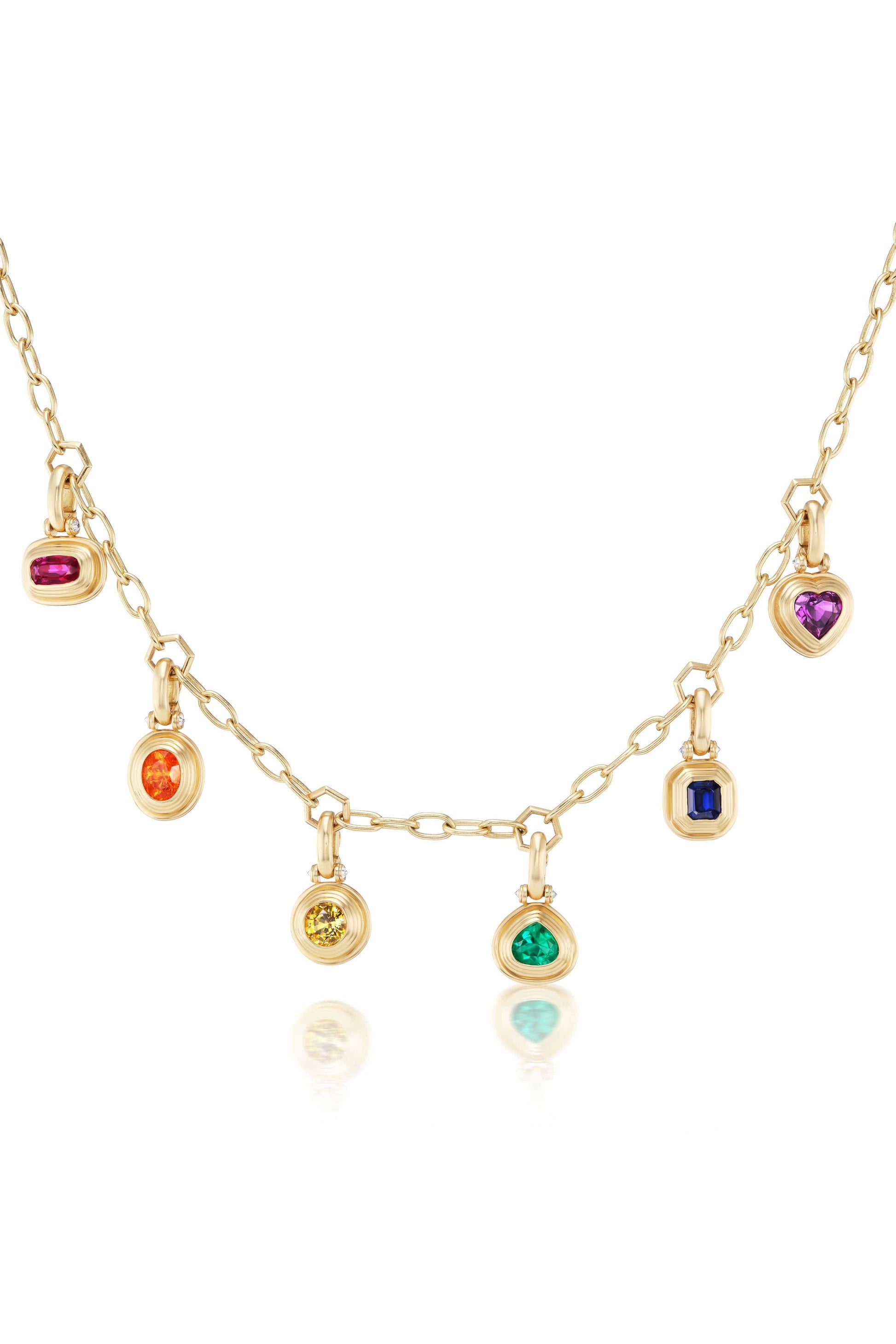 HARWELL GODFREY-Rainbow Charm Chain Necklace-YELLOW GOLD