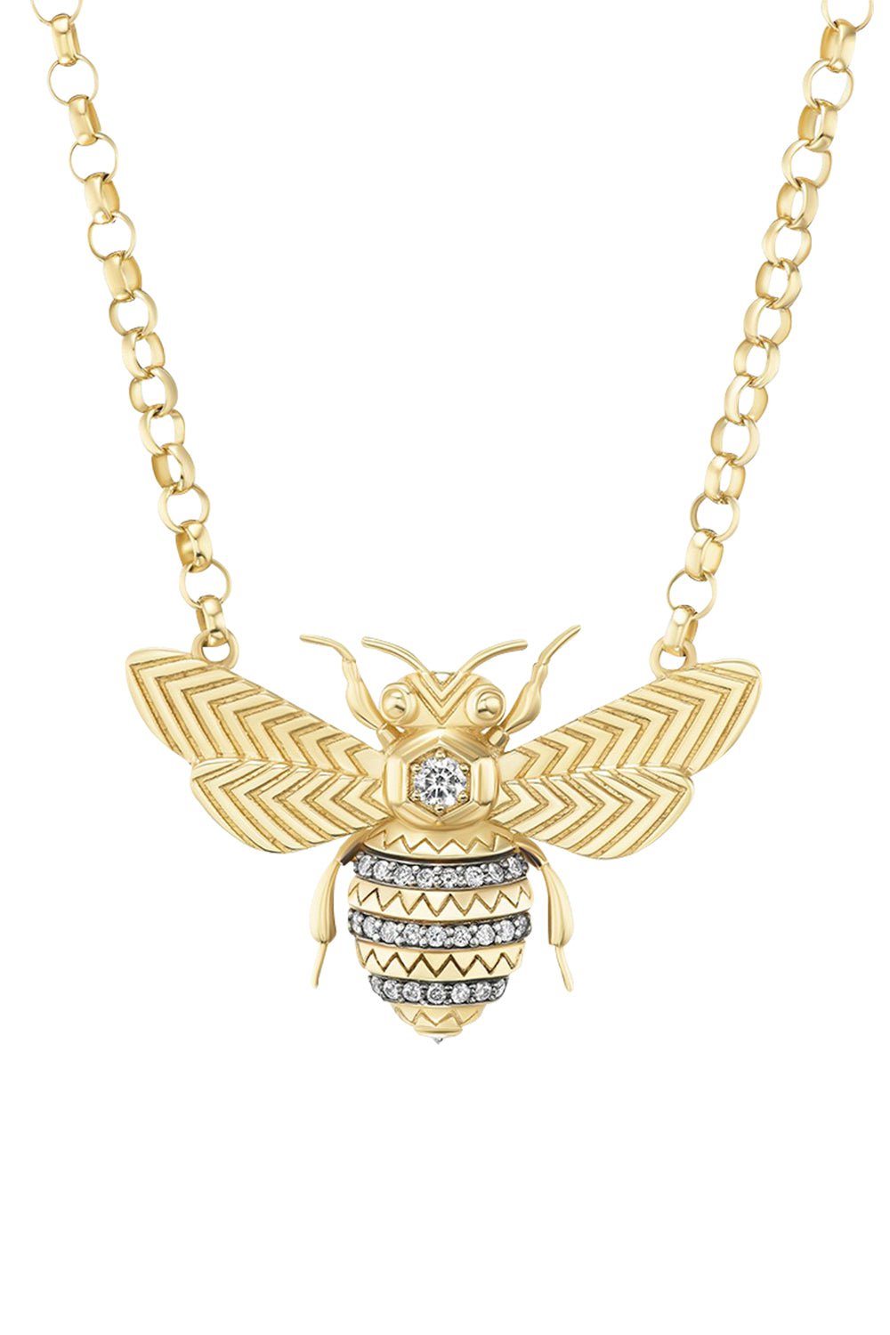 HARWELL GODFREY-Mini Bee Pendant Necklace-YELLOW GOLD