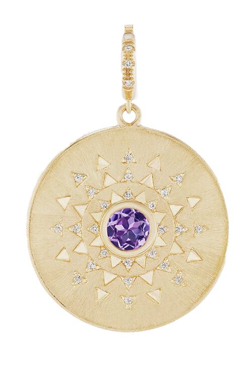 HARWELL GODFREY-Amethyst Major Sun Sign Medallion-YELLOW GOLD
