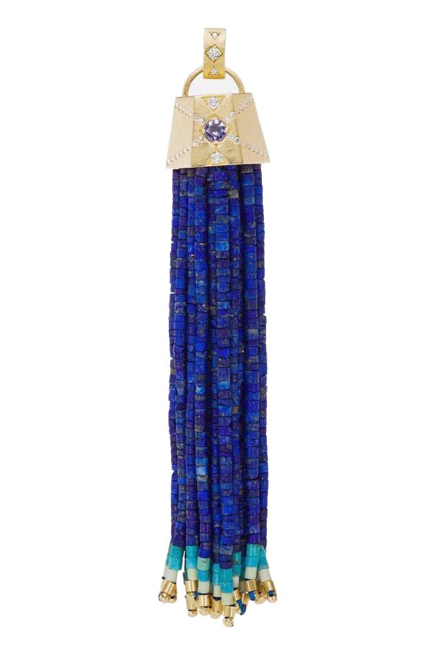 HARWELL GODFREY-Lapis Beaded Tassel-YELLOW GOLD
