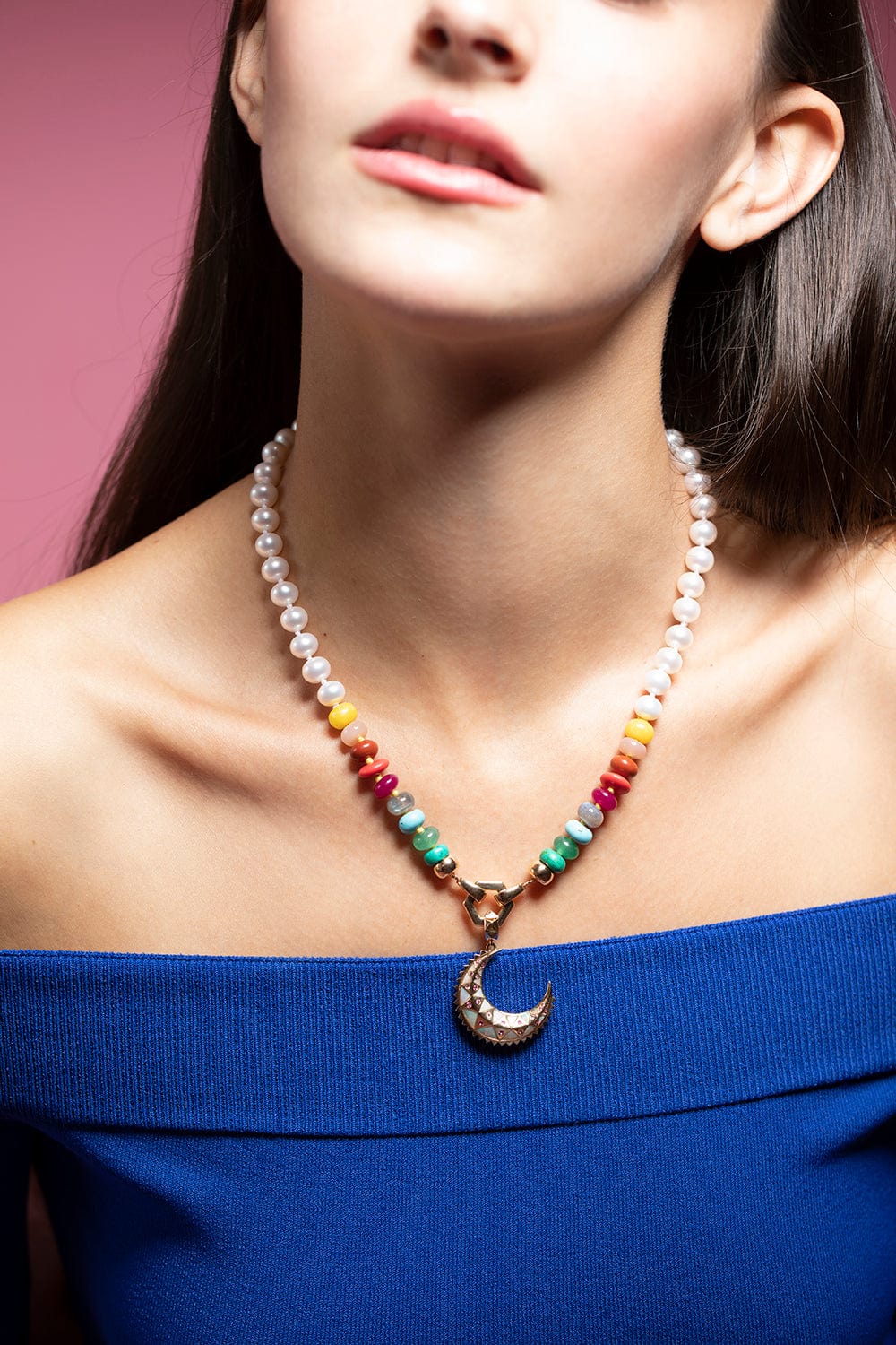 HARWELL GODFREY-Opal Mini Moon Pendant-YELLOW GOLD