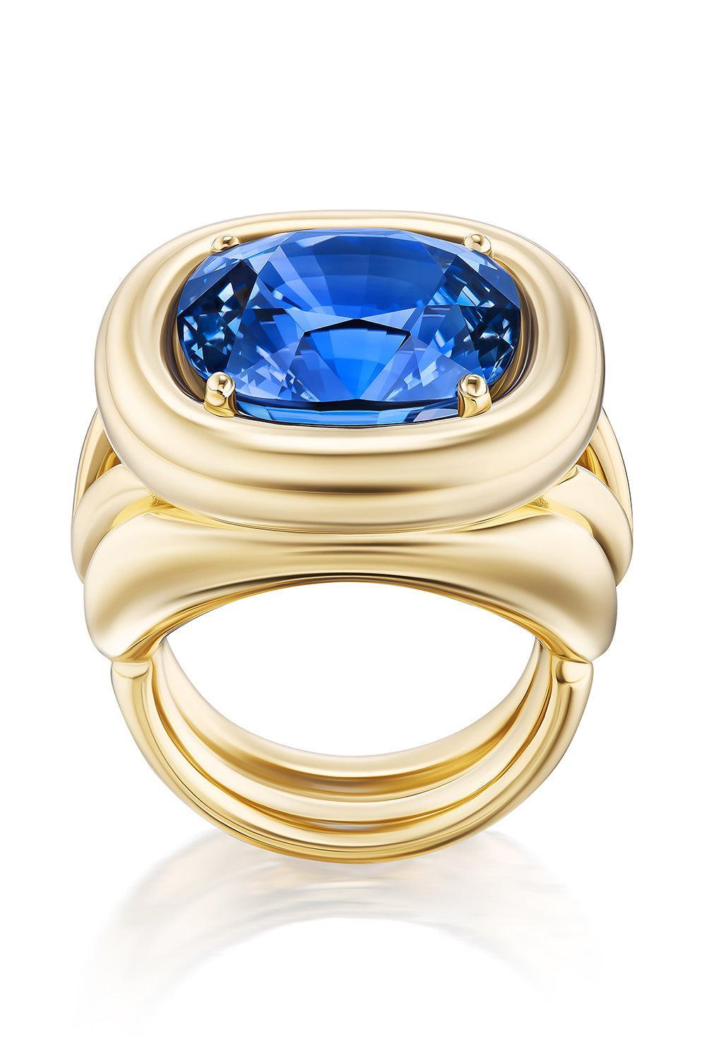 Blue Sapphire Giza Ring-YELLOW GOLD-6-JEWELRYFINE JEWELRING-HARWELL GODFREY