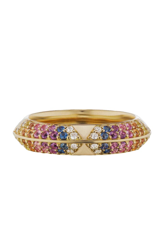 HARWELL GODFREY-Rainbow Sapphire Rosa Band Ring-YELLOW GOLD
