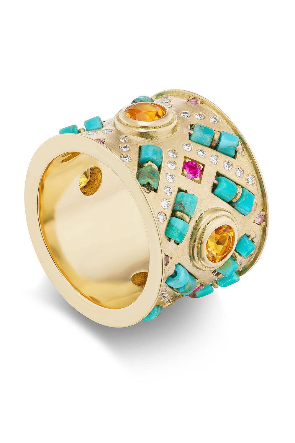 HARWELL GODFREY-Beaded Cigar Band Ring-YELLOW GOLD