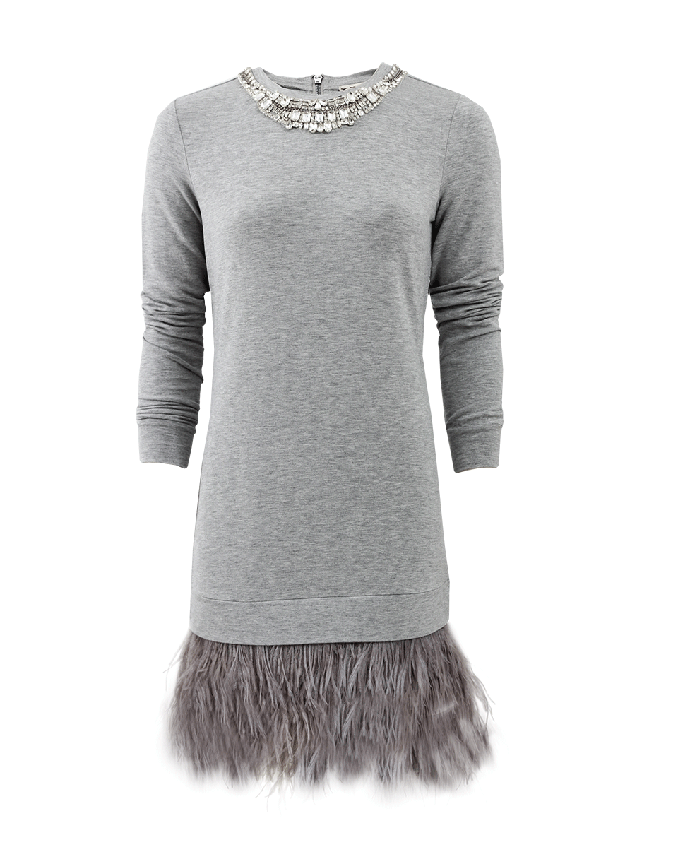 HAUTE HIPPIE-Sweatshirt Dress With Feathers-