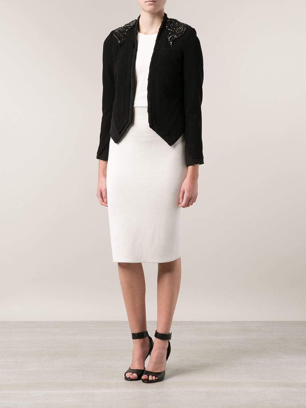 HAUTE HIPPIE-Torn Chiffon Blazer-