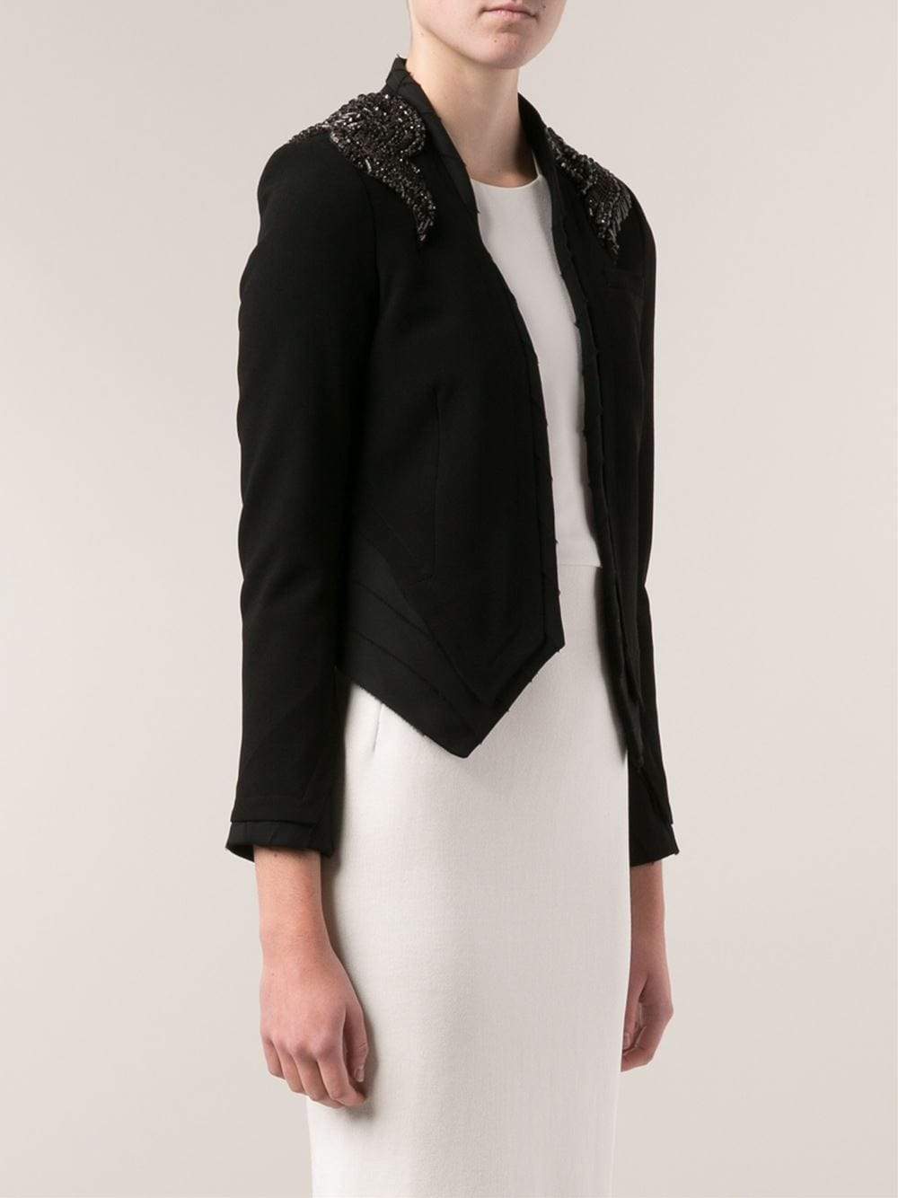 HAUTE HIPPIE-Torn Chiffon Blazer-