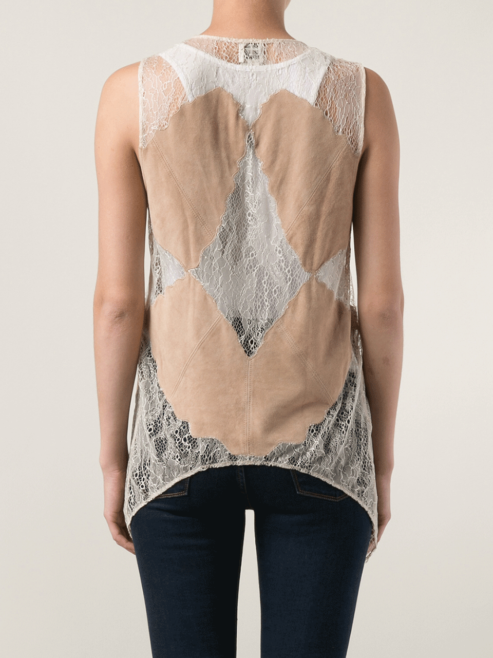 HAUTE HIPPIE-Lace And Suede Vest-