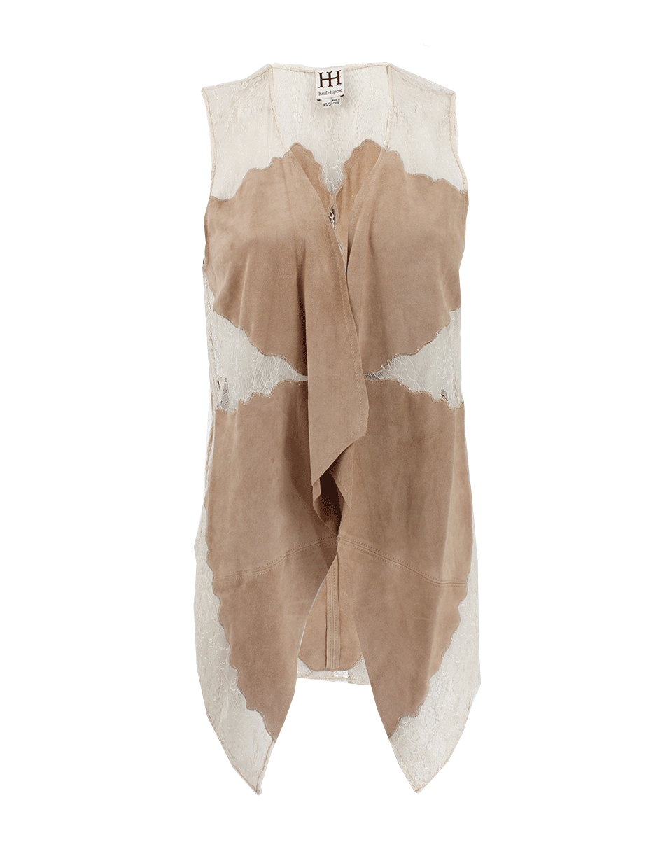 HAUTE HIPPIE-Lace And Suede Vest-