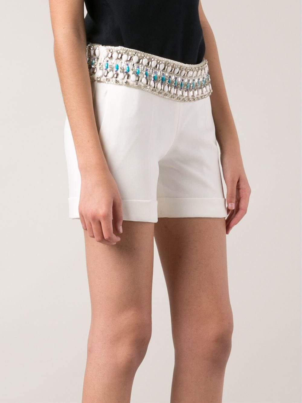 HAUTE HIPPIE-Embellished Waistband Short-