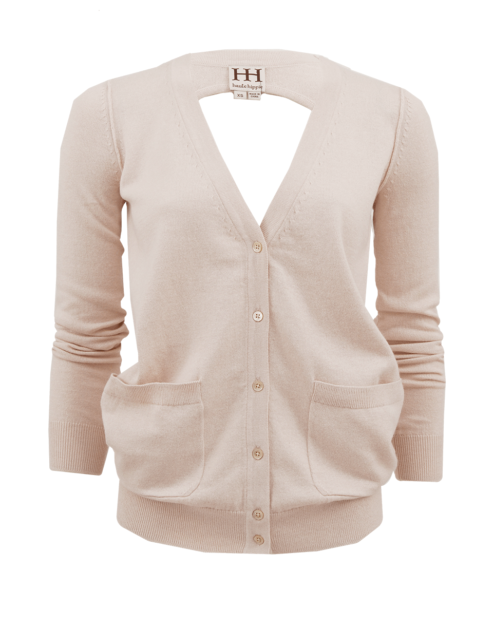 HAUTE HIPPIE-Long Sleeve Open Back Cardigan-