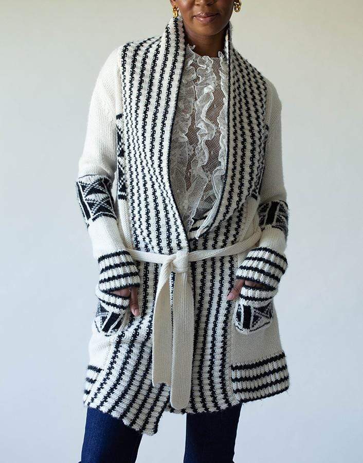 HAUTE HIPPIE-Intarsia Cardigan-WHITE