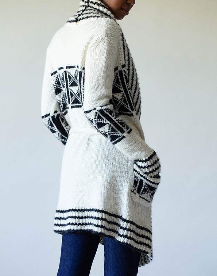 HAUTE HIPPIE-Intarsia Cardigan-WHITE