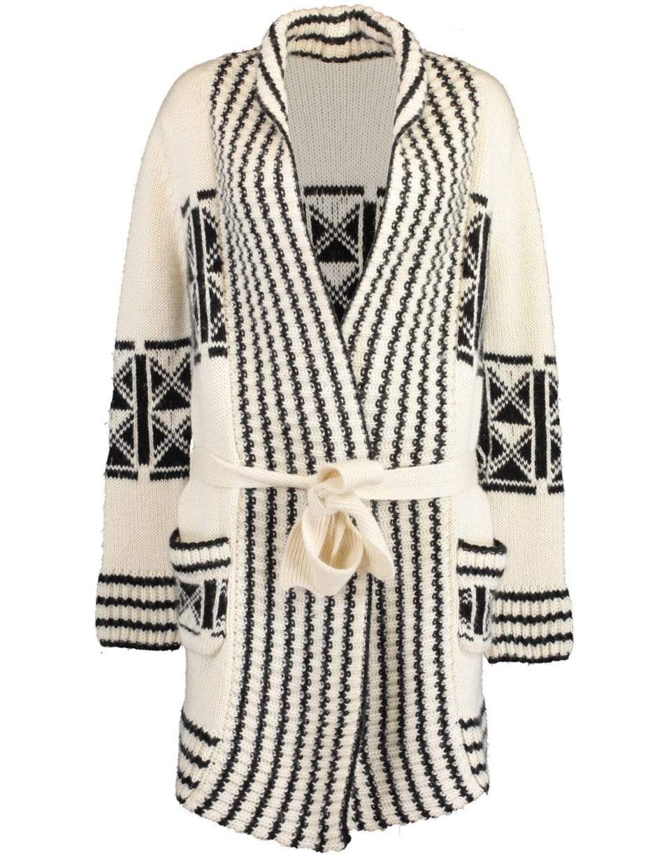 HAUTE HIPPIE-Intarsia Cardigan-WHITE