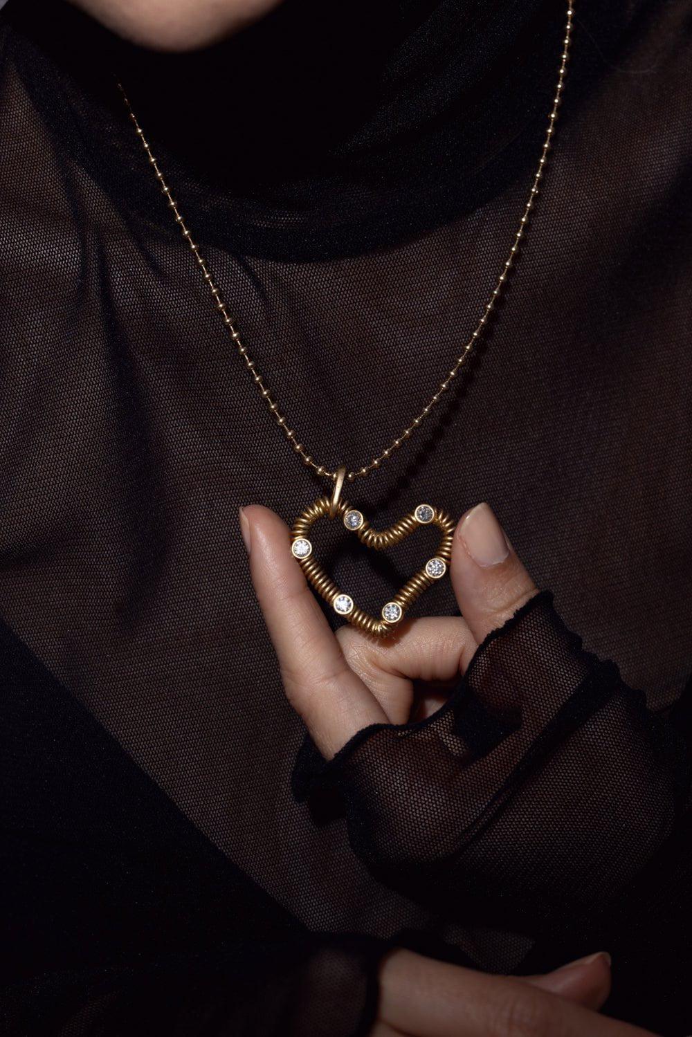 HAVE A HEART X MUSE-Large Black Diamond Heart Charm-YELLOW GOLD