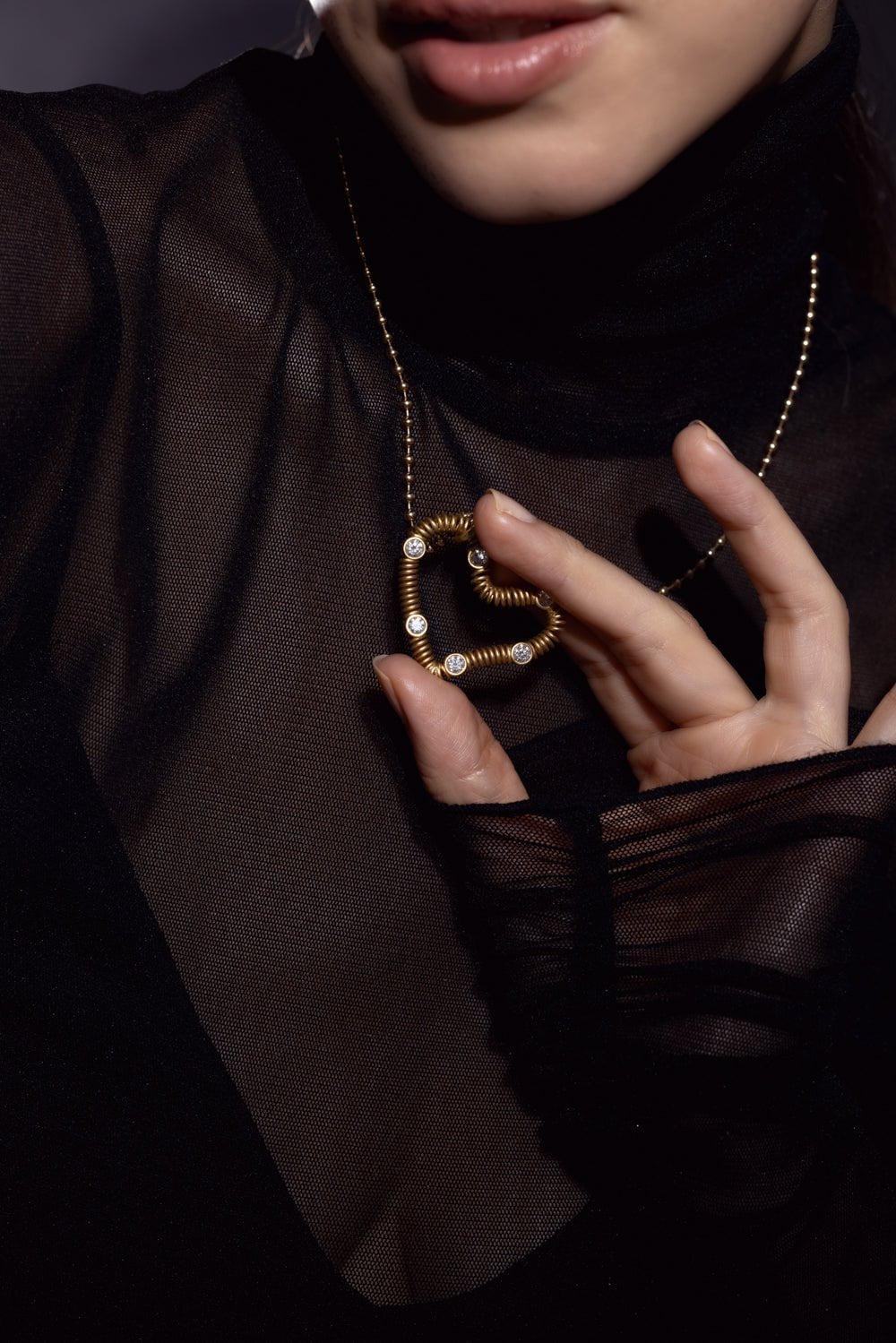HAVE A HEART X MUSE-Large Black Diamond Heart Charm-YELLOW GOLD