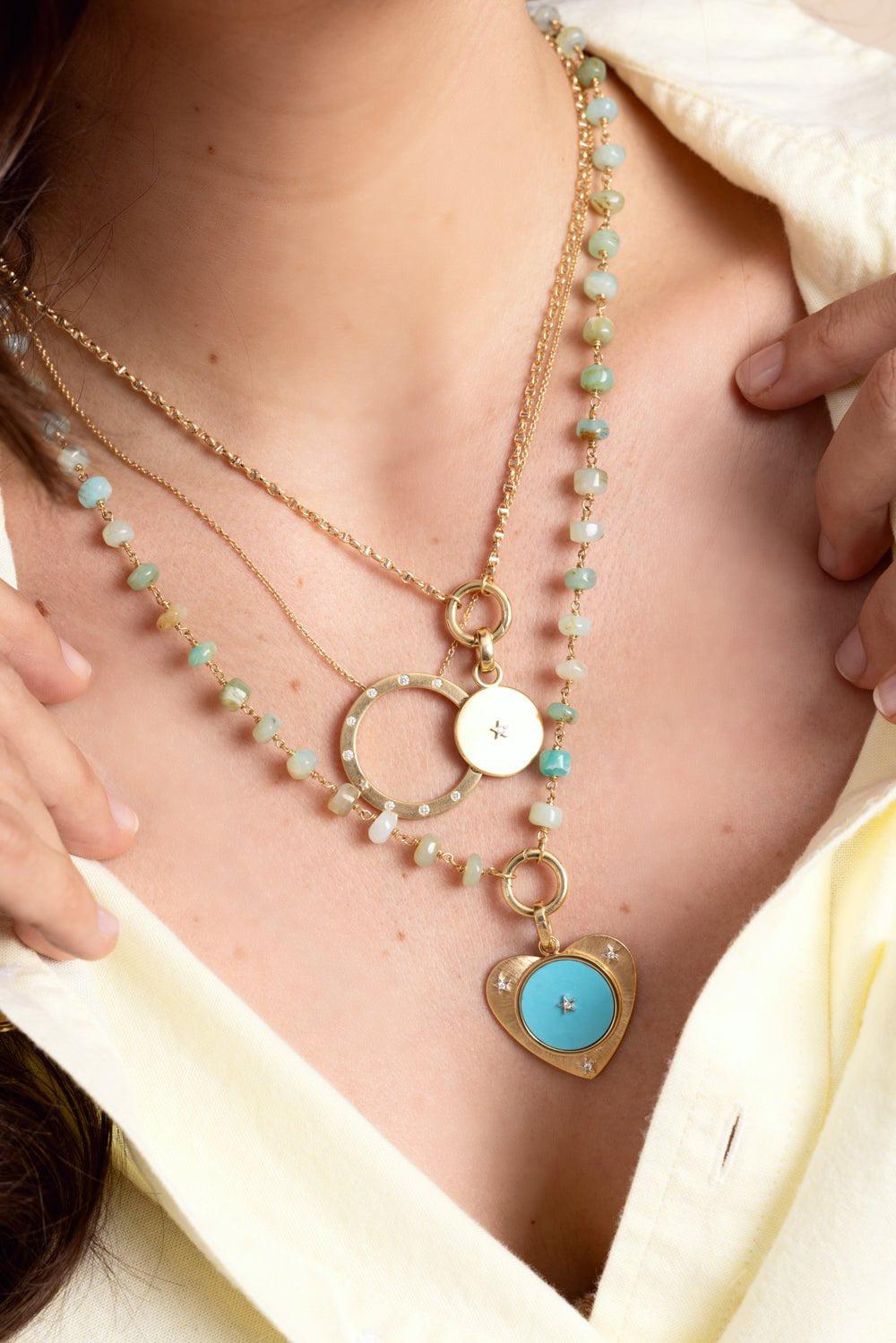 HAVE A HEART X MUSE-Ora Turquoise Heart Charm-YELLOW GOLD
