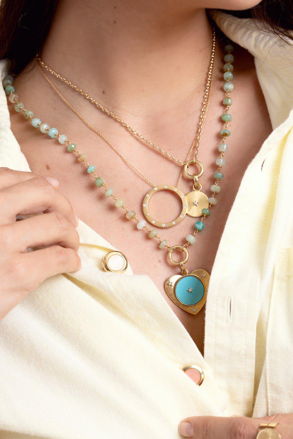 HAVE A HEART X MUSE-Ora Turquoise Heart Charm-YELLOW GOLD