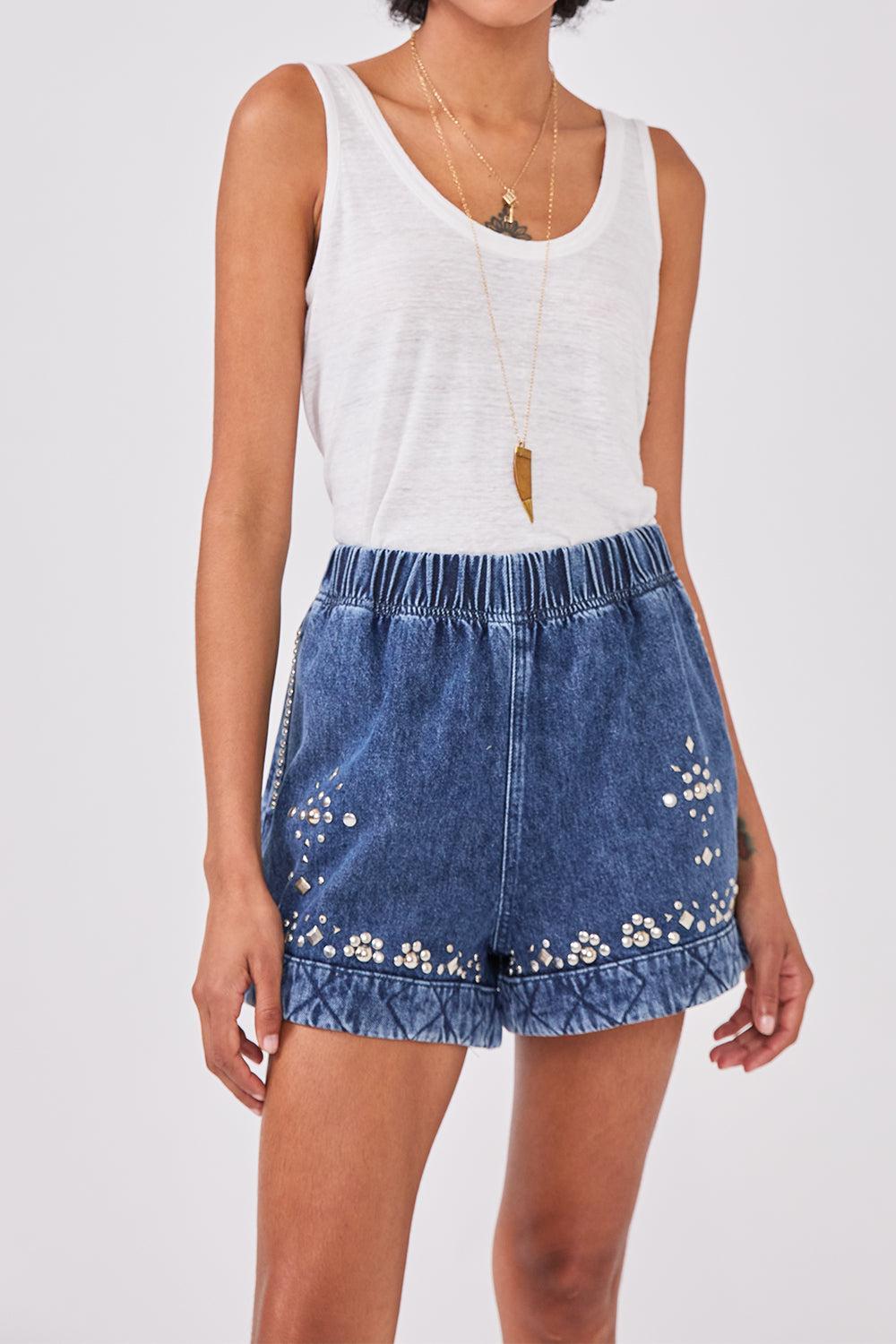 Cyndi Shorts-BLUE-XS-CLOTHINGPANTSHORT-HAYLEY MENZIES