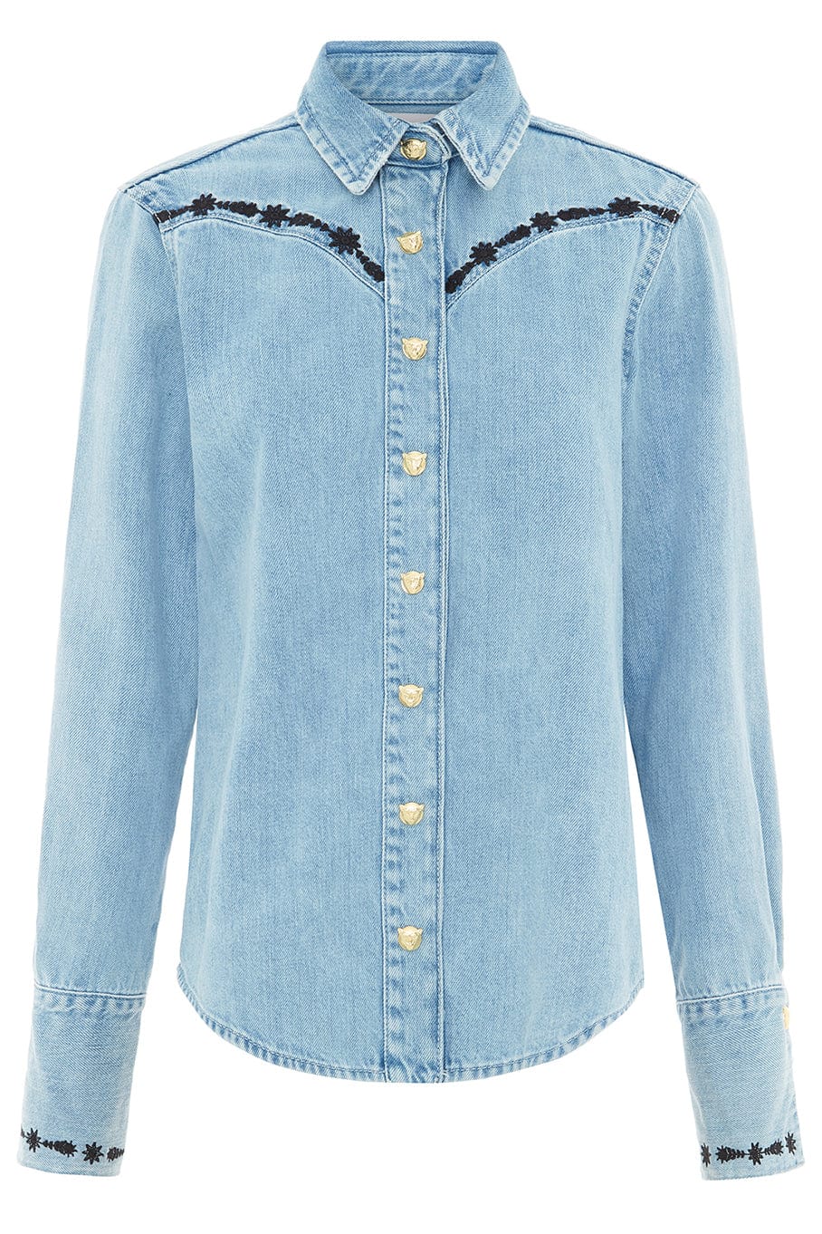 HAYLEY MENZIES-Embroidered Denim Shirt-