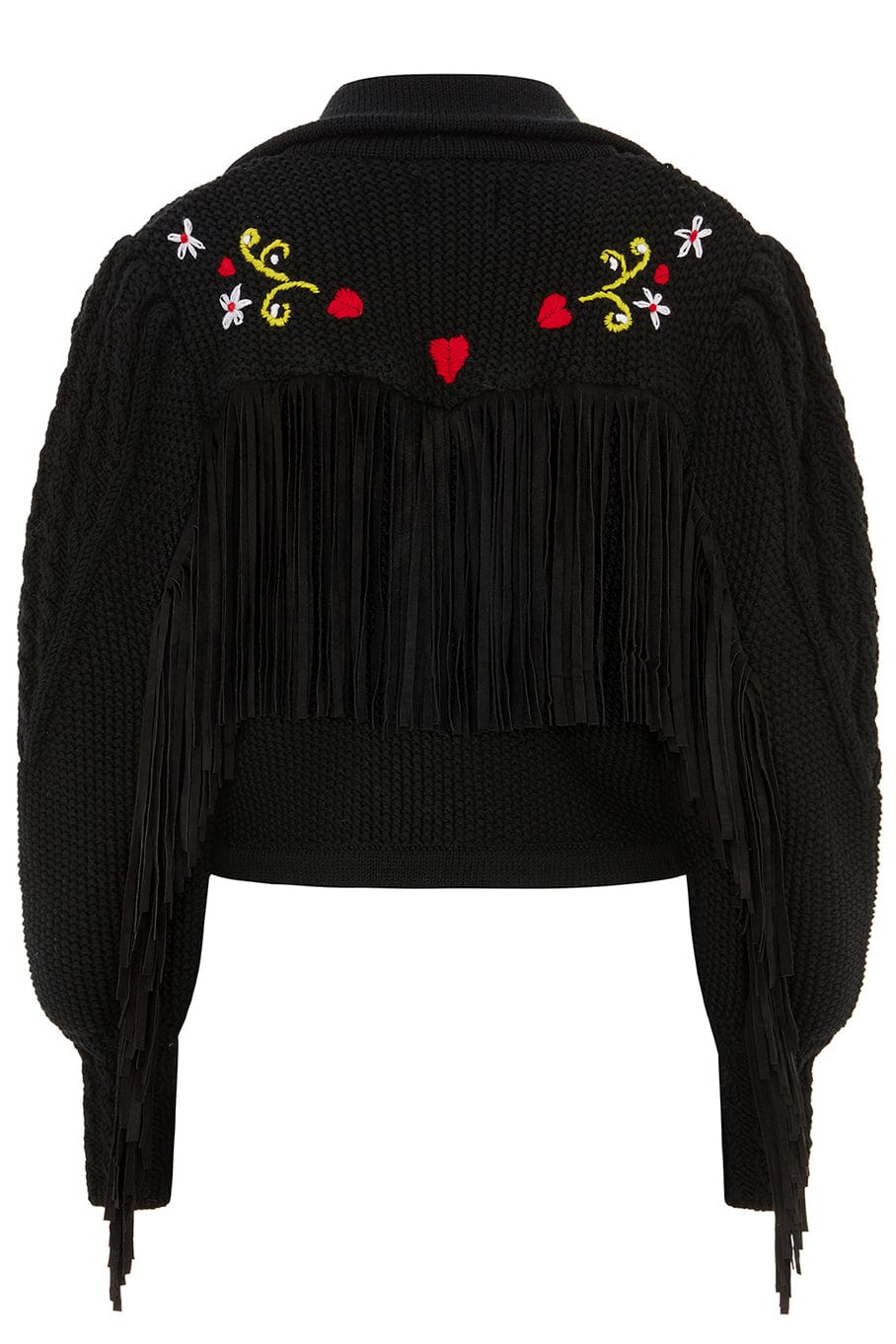 HAYLEY MENZIES-Ada Suede Fringe Mer Cropped Cardigan-