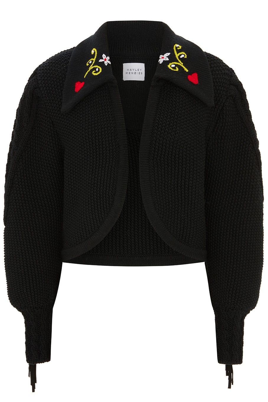 HAYLEY MENZIES-Ada Suede Fringe Mer Cropped Cardigan-