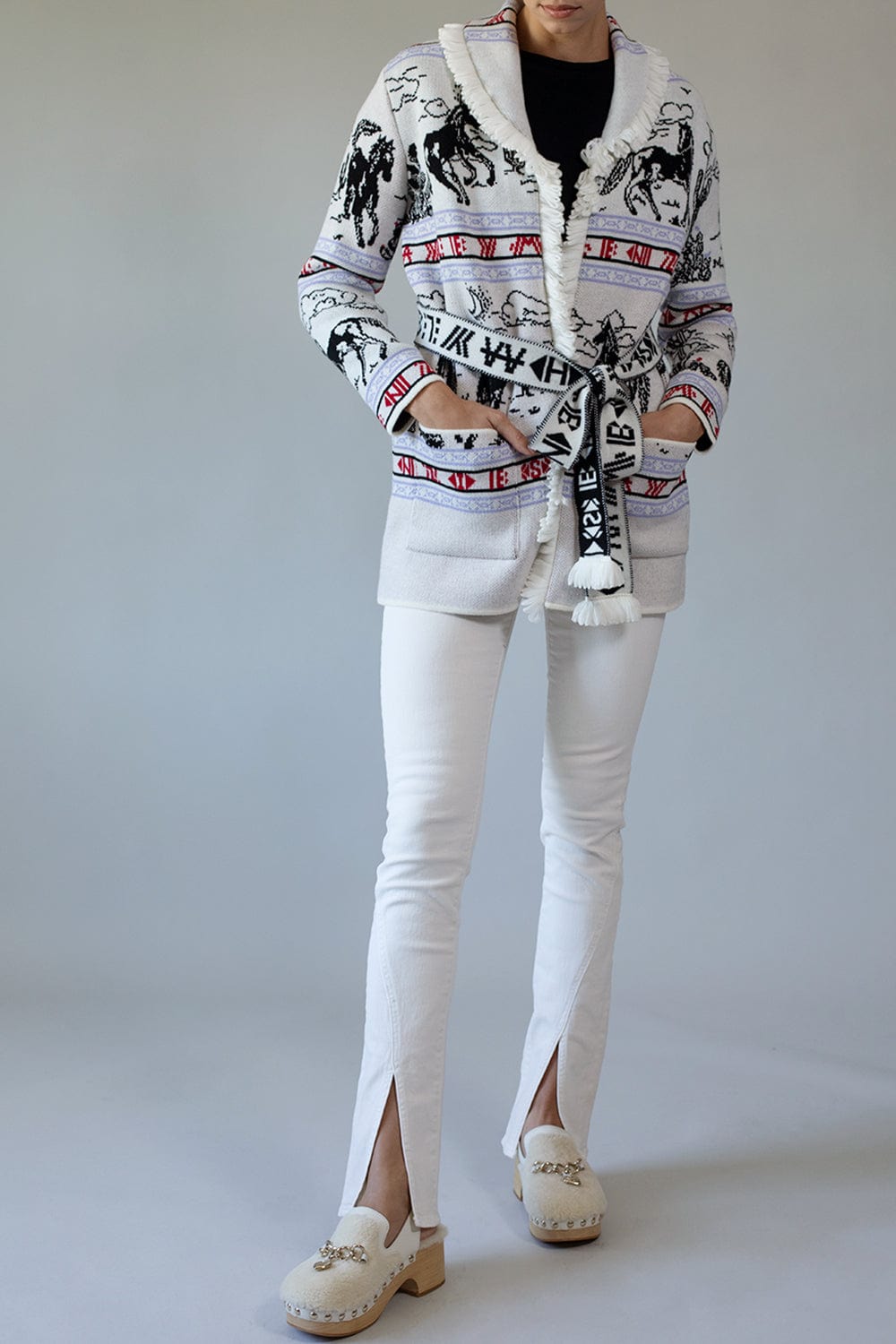 HAYLEY MENZIES-Bronco Merino Jacquard Cardigan-