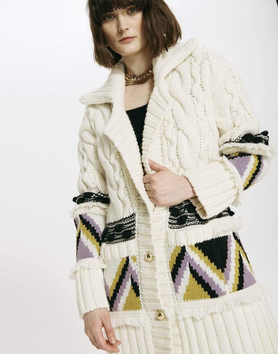 HAYLEY MENZIES-Portobello Tiger Merino Jacquard Long Cardigan-
