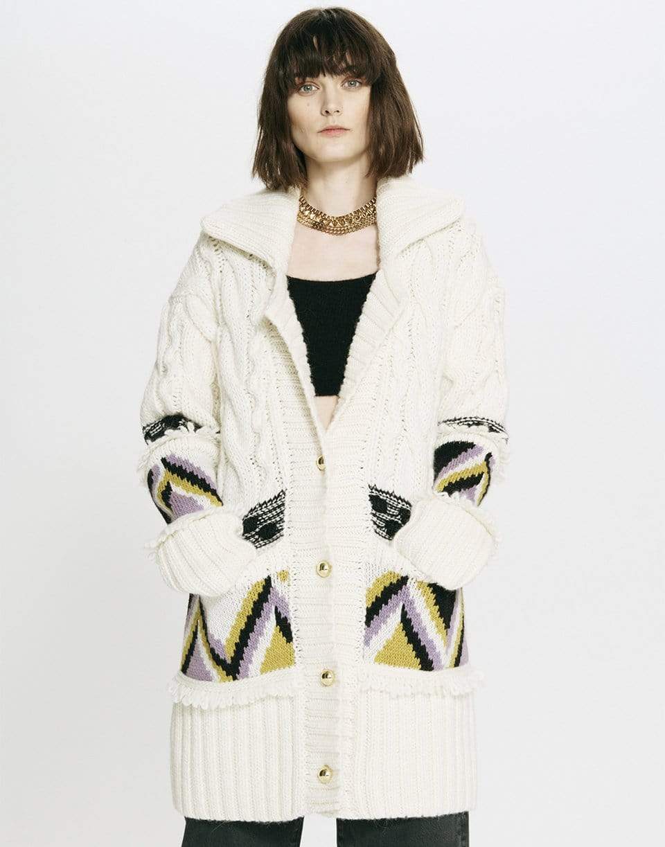 HAYLEY MENZIES-Portobello Tiger Merino Jacquard Long Cardigan-