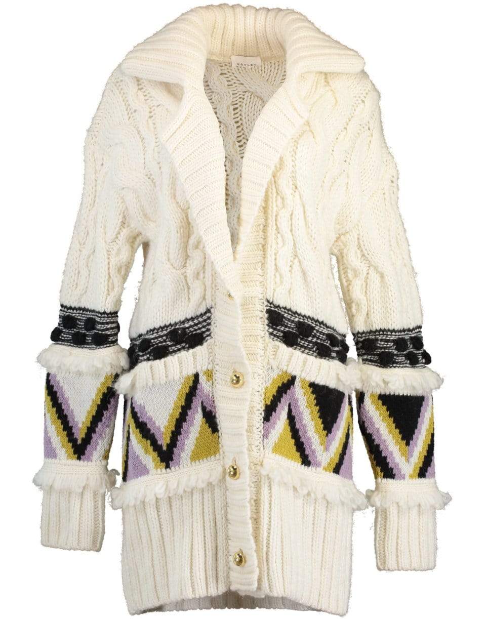 HAYLEY MENZIES-Portobello Tiger Merino Jacquard Long Cardigan-