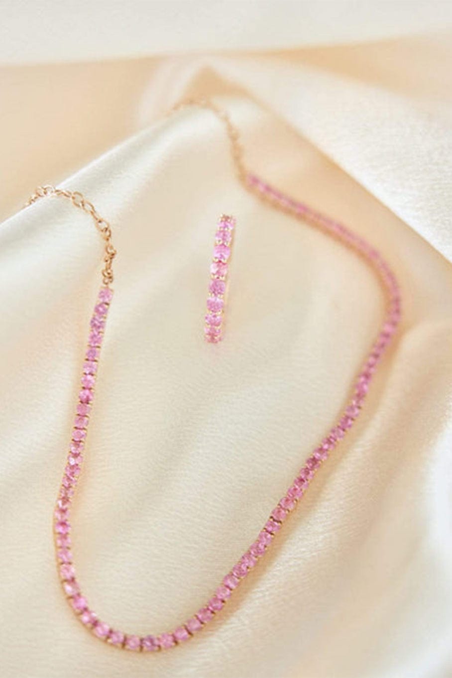 HENRI NOEL-Pink Sapphire Tennis Choker-ROSE GOLD