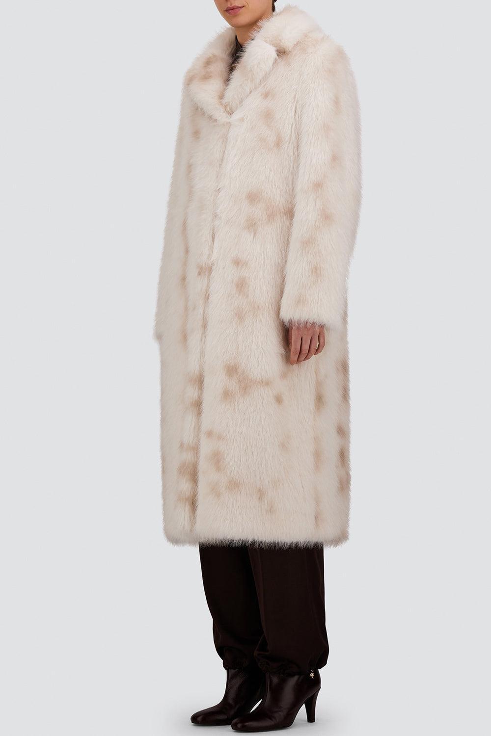  Faux Lynx Fur Long Coat-WHITE-38-CLOTHINGCOATLONG-HERNO 