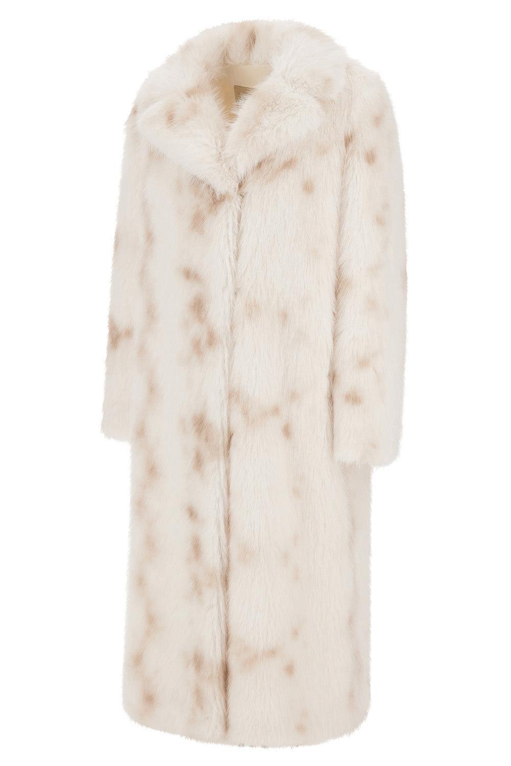  Faux Lynx Fur Long Coat-WHITE-38-CLOTHINGCOATLONG-HERNO 
