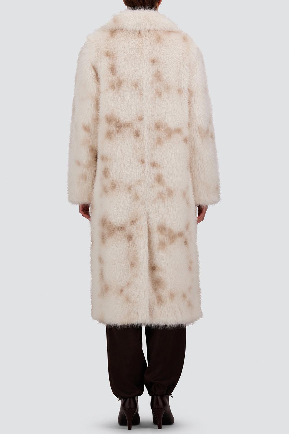  Faux Lynx Fur Long Coat-WHITE-38-CLOTHINGCOATLONG-HERNO 