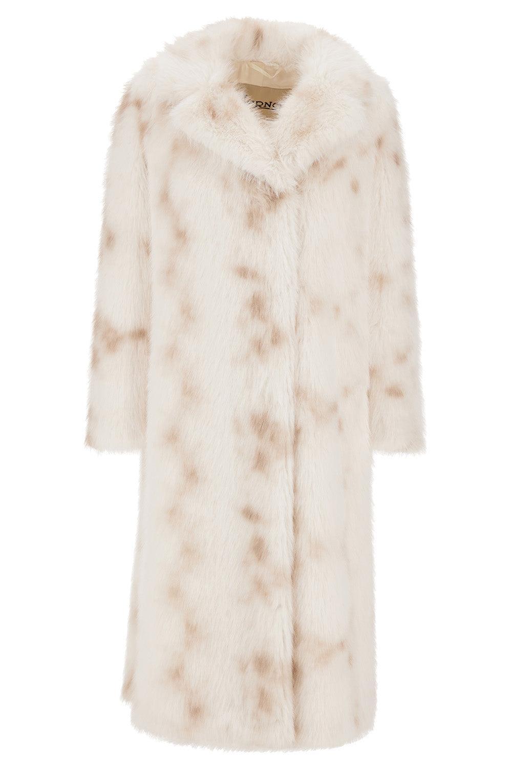  Faux Lynx Fur Long Coat-WHITE-38-CLOTHINGCOATLONG-HERNO 