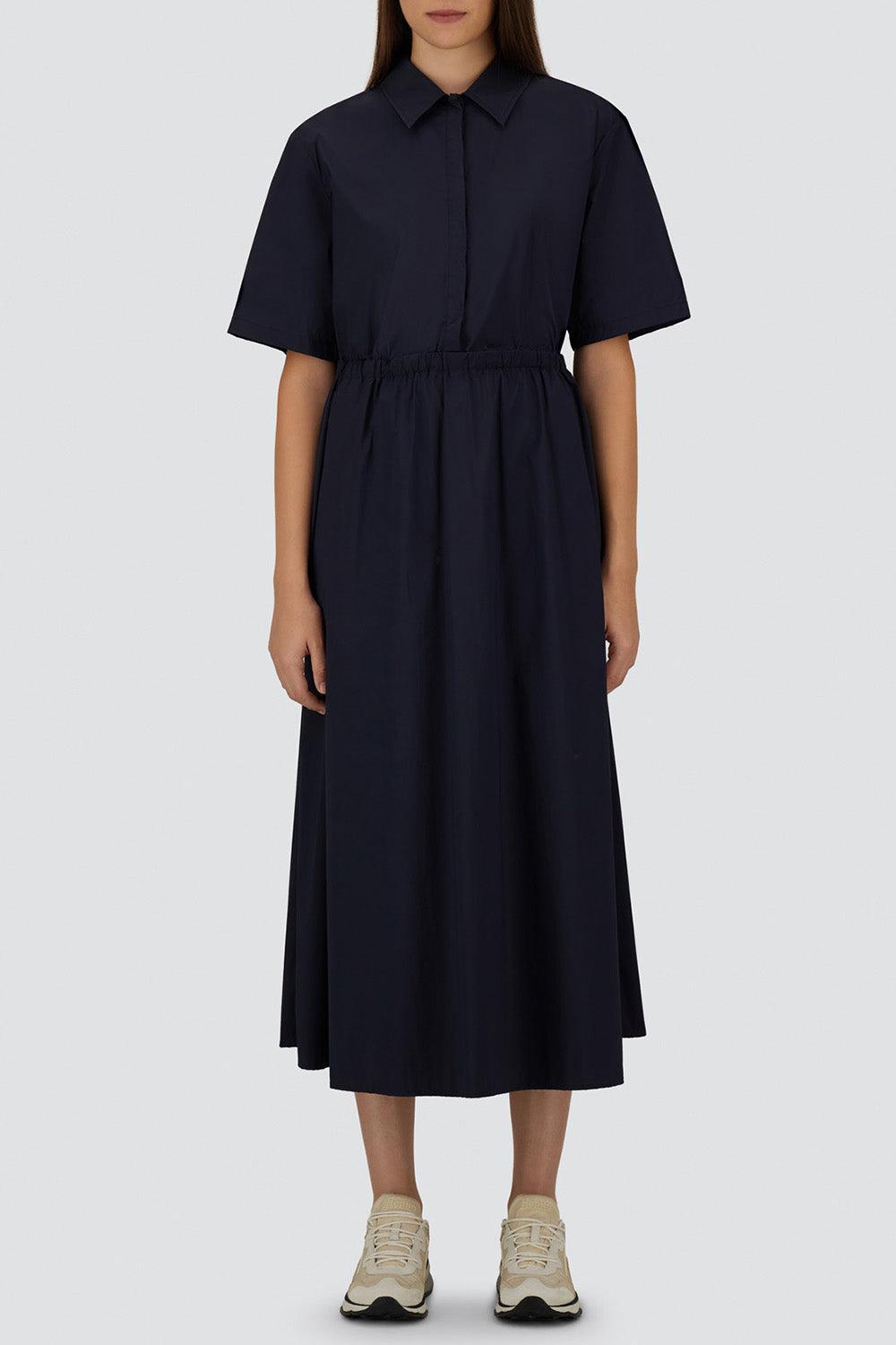 Short Sleeve Stretch Dress-BLUE-36-CLOTHINGDRESSCASUAL-HERNO