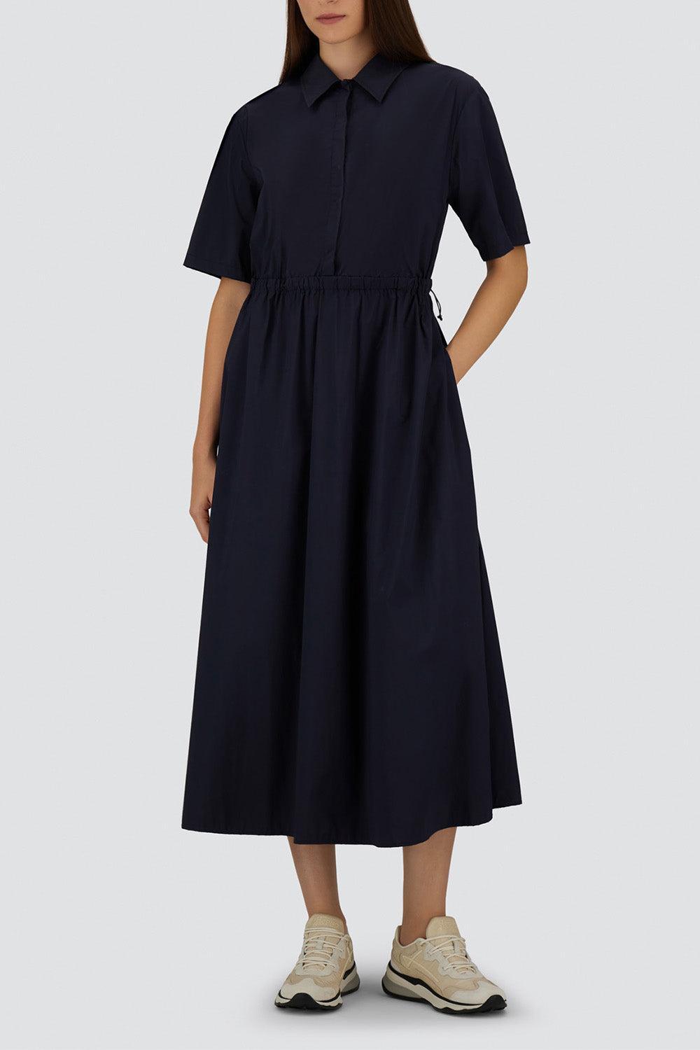 Short Sleeve Stretch Dress-BLUE-36-CLOTHINGDRESSCASUAL-HERNO