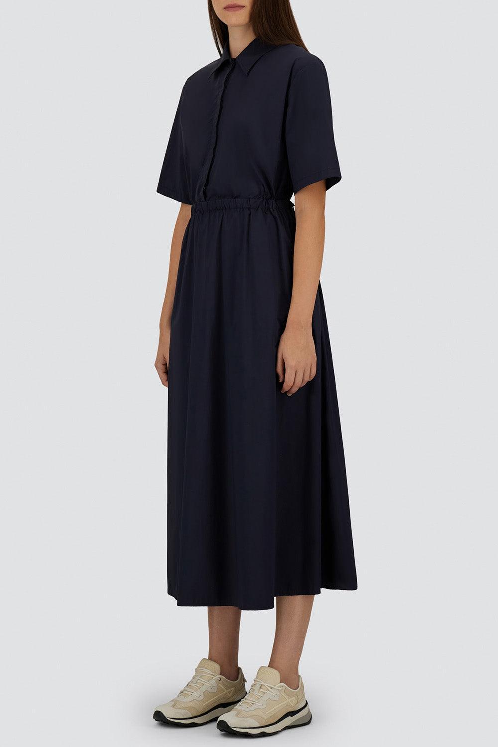 Short Sleeve Stretch Dress-BLUE-36-CLOTHINGDRESSCASUAL-HERNO