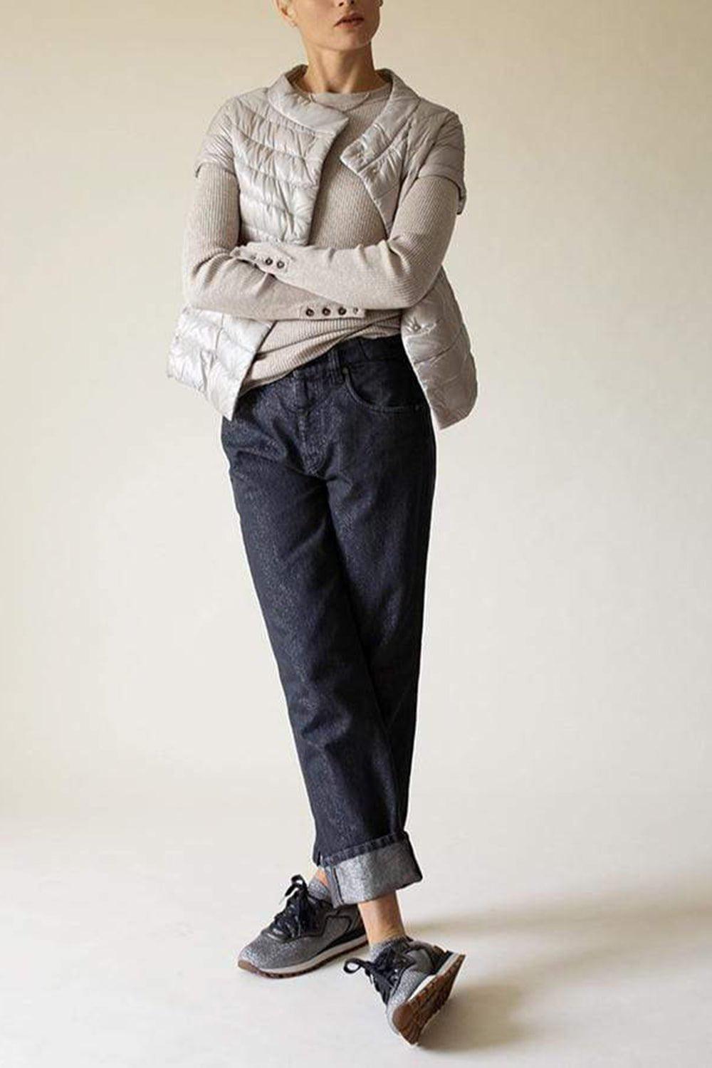 HERNO-Emilia Cap Sleeve Vest - Accaiaio-