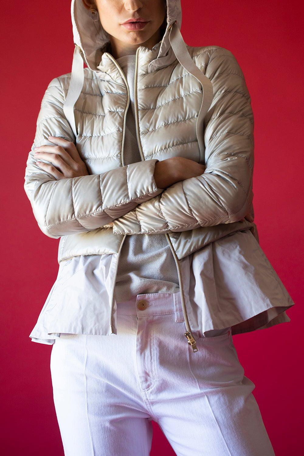 HERNO-Mixed Media Short Peplum Jacket-