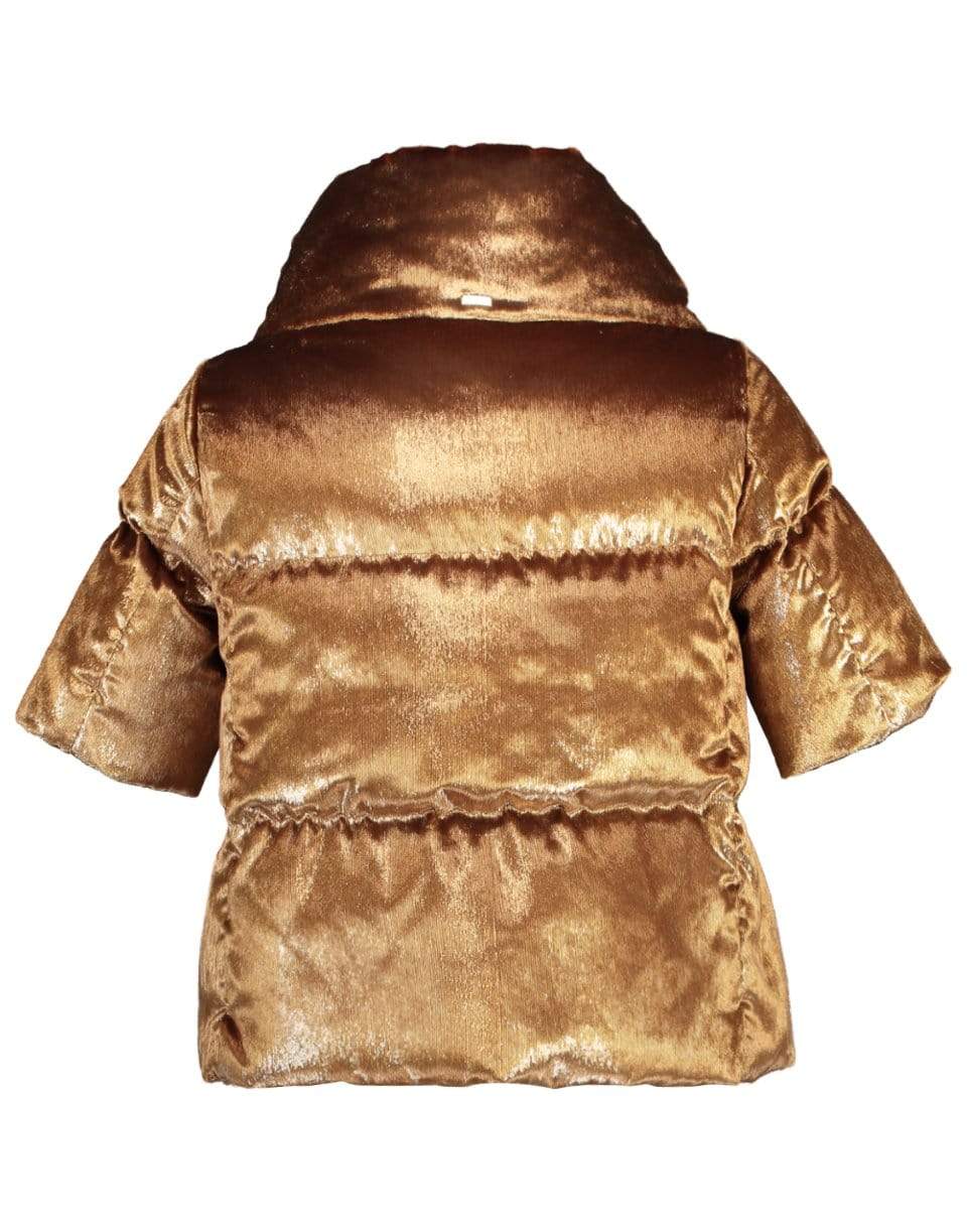 HERNO-Camel Short Sleeve Crystal Velvet Jacket-