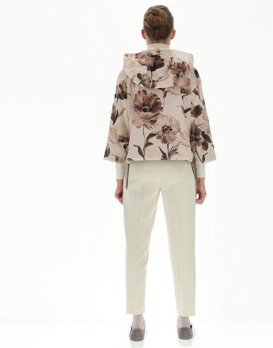 HERNO-Floral Print Faux Fur Cape Jacket-
