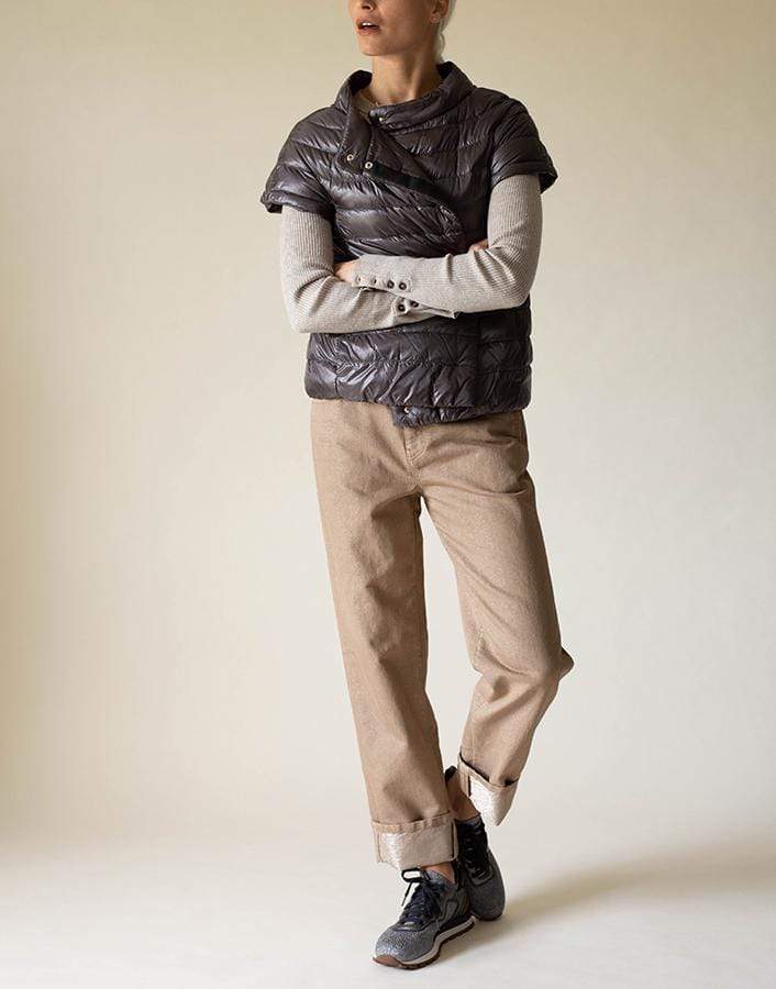 HERNO-Charcoal Classic Nylon Cap Sleeve Jacket-
