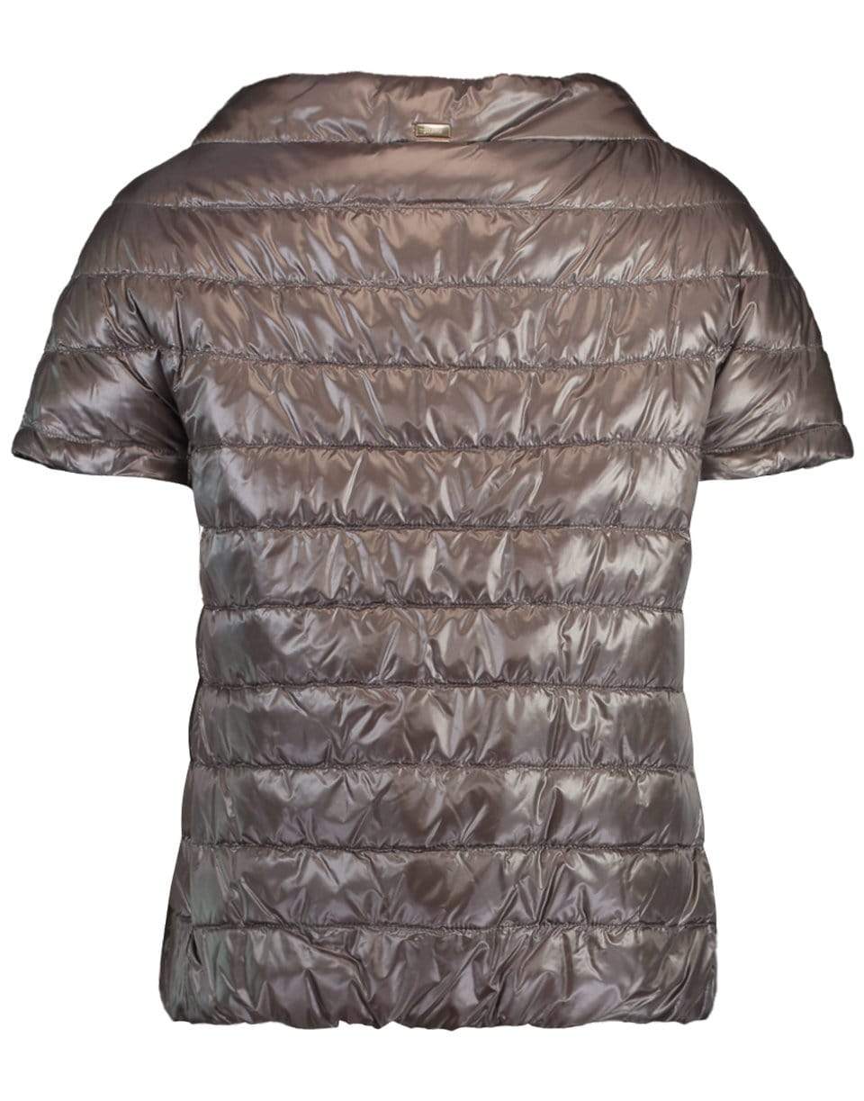 HERNO-Charcoal Classic Nylon Cap Sleeve Jacket-