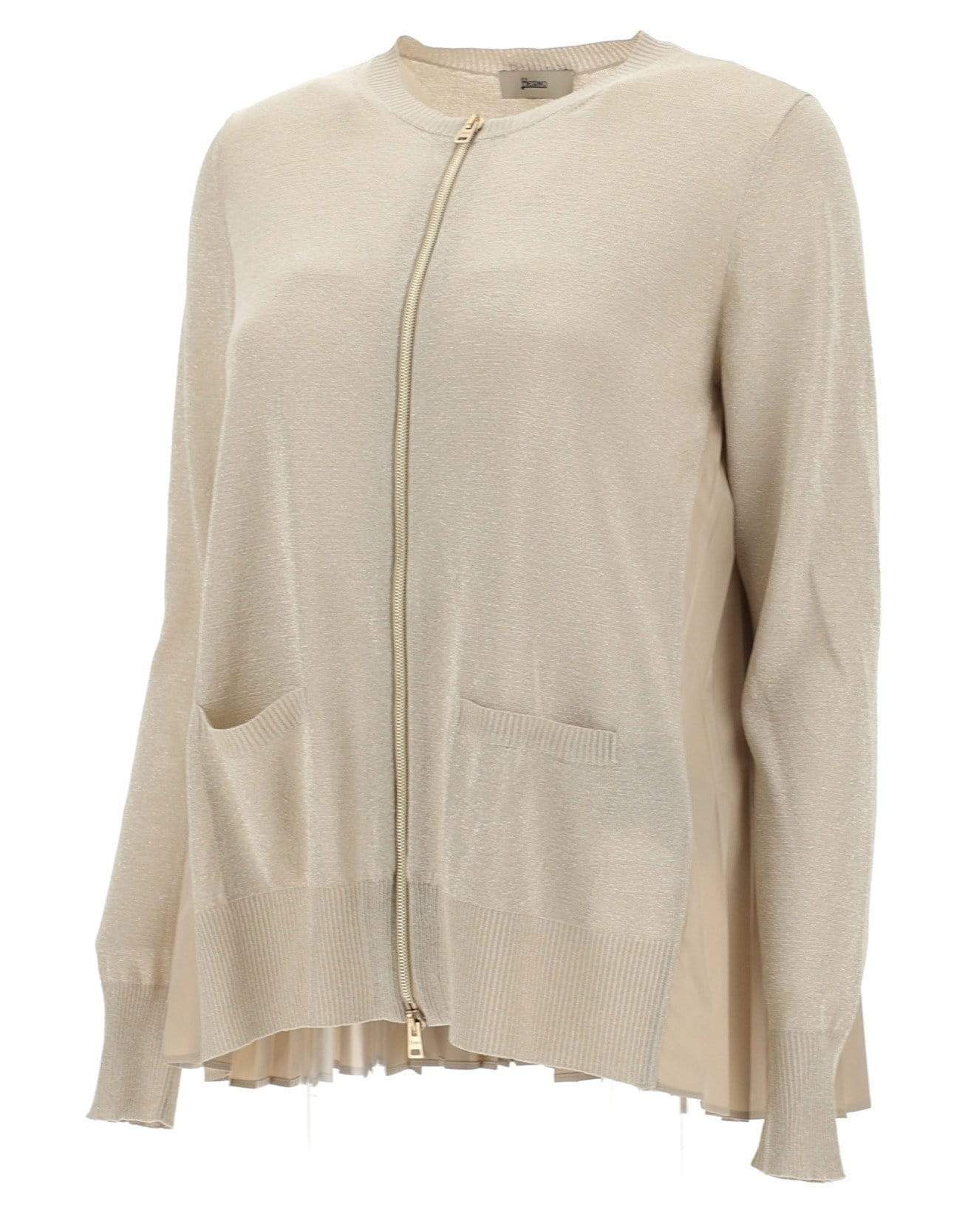 HERNO-Plisse Wool Techno Taffeta Cardigan-