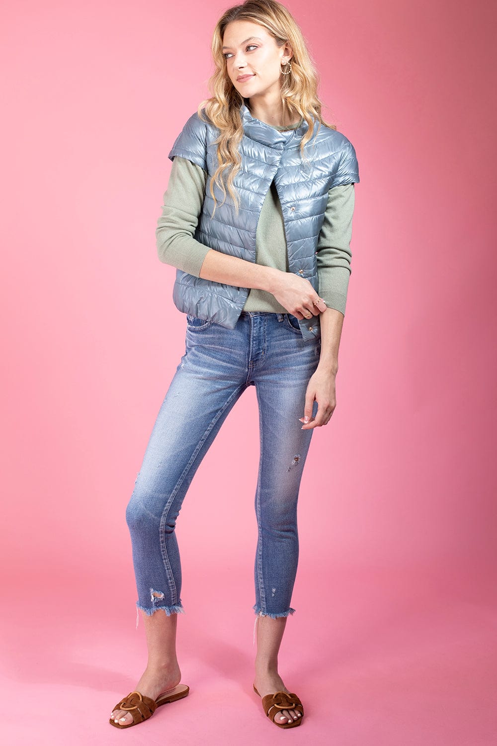 HERNO-Iconico Emilia Cap Sleeve Jacket - Cielo-