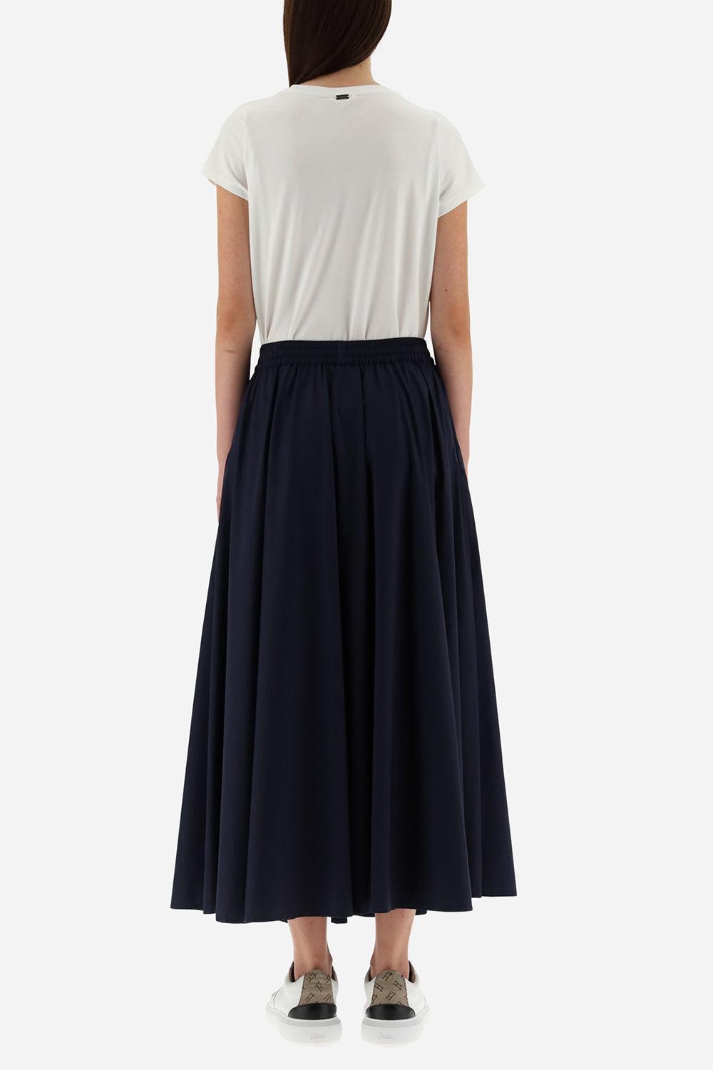 Tie Waist Stretch Skirt - Navy-NAVY-40-CLOTHINGSKIRTMIDI-HERNO