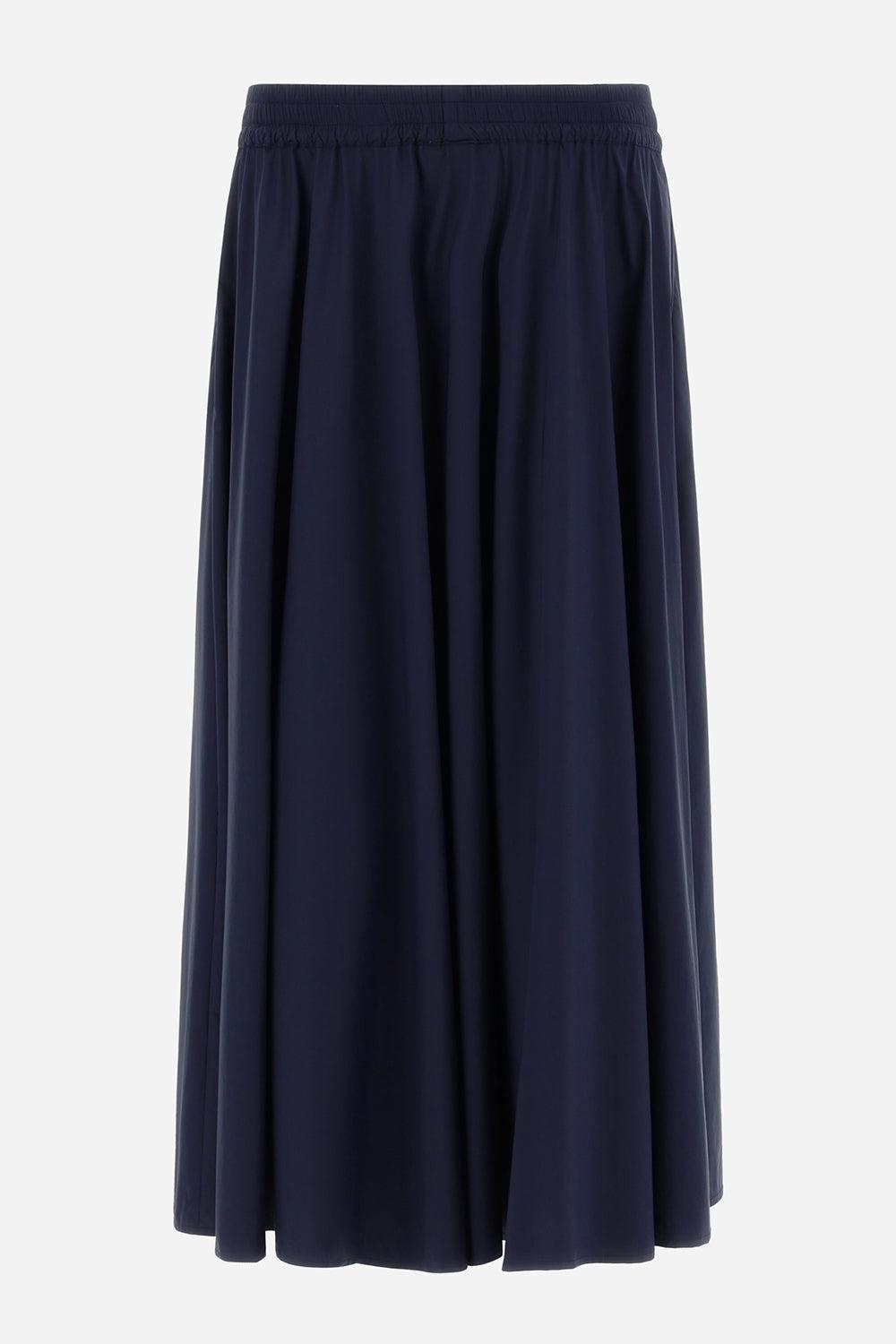 Tie Waist Stretch Skirt - Navy-NAVY-40-CLOTHINGSKIRTMIDI-HERNO