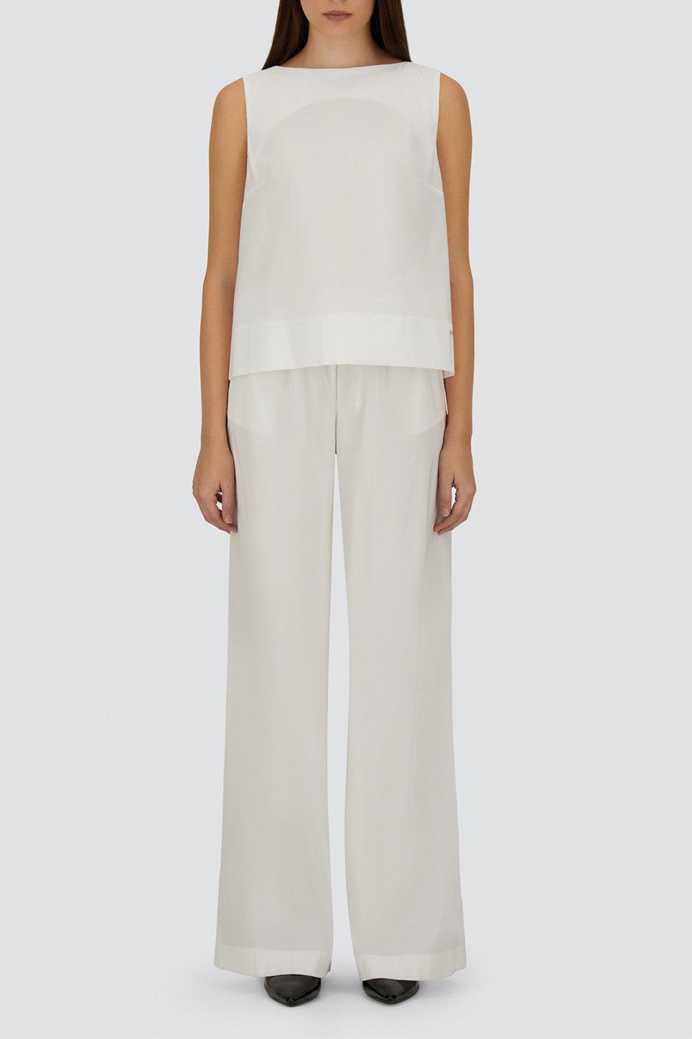 Sleeveless Back Detail Top-WHITE-38-CLOTHINGTOPBLOUSE-HERNO