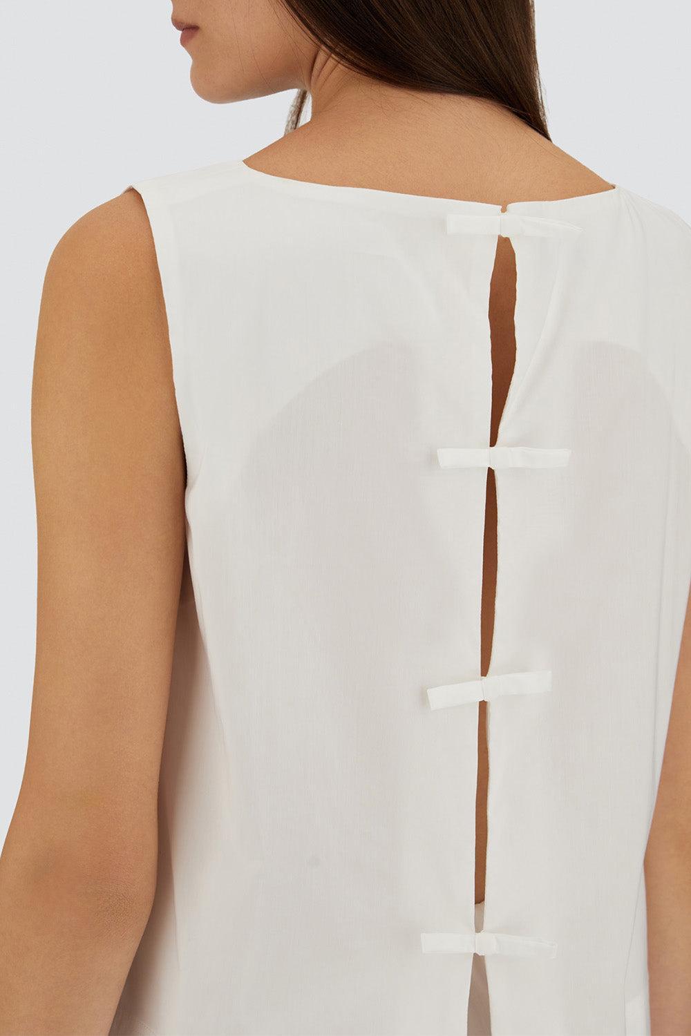 Sleeveless Back Detail Top-WHITE-38-CLOTHINGTOPBLOUSE-HERNO